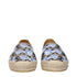 Prada Women's Espadrilles – Beige Fabric Slip-On Flats with Blue Rose Embroidery
