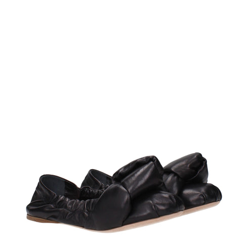 Miu Miu Flats Black Soft Leather Women’s Shoes