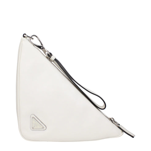 Prada Triangle White Leather Clutch Bag for Women