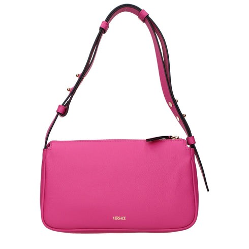 Versace Fuchsia Pink Leather Shoulder Bag with Medusa Logo for Women