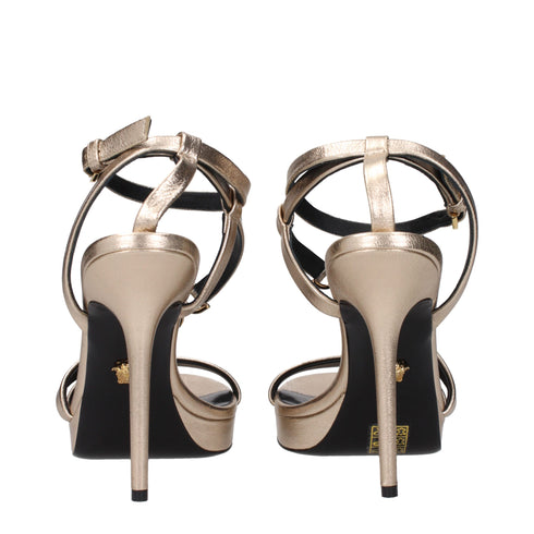 Versace Gold Leather Stiletto Heels Sandals – Women’s