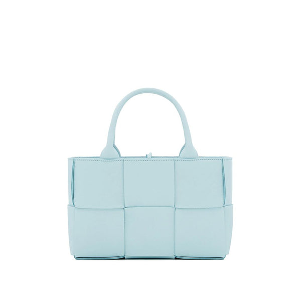 Bottega Veneta Mini Arco Tote Bag in Light Blue Lambskin – Women’s Intrecciato Weave