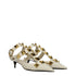 Valentino Garavani Off White Leather Studded Heels – Mid Heel Pointy Toe Sandals - Women’s