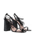 Miu Miu Black Patent Leather Platform Sandals – Women’s Glitter Block Heel Lace-Up Heels