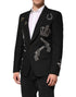 Dolce & Gabbana Black Bee Crown Embellished Suit Coat Blazer
