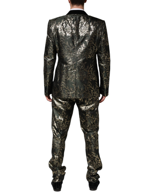 Dolce & Gabbana Metallic Floral Jacquard Silk 2 Piece Suit