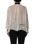 Dolce & Gabbana White Black Silk Long Sleeve Ascot Collar Top