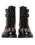 Dolce & Gabbana Studded Mid Calf Lace-Up Boots - Black Calf Leather - Women’s Designer Combat Shoes