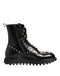 Dolce & Gabbana Studded Mid Calf Lace-Up Boots - Black Calf Leather - Women’s Designer Combat Shoes