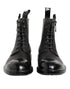 Dolce & Gabbana Brown Black Lace Up Mid Calf Men Boots Shoes