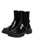 Dolce & Gabbana Black Leather Chelsea Short Boots – Mid-Calf Shoes