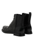 Dolce & Gabbana Black Leather Lace Up Mid Calf Boots Shoes