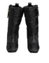 Dolce & Gabbana Black Padded Mid-Calf Boots with Silver Logo Heel - Women’s