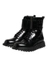 Dolce & Gabbana Black Leather Lace Up Mid Calf Boots Shoes