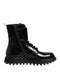 Dolce & Gabbana Black Leather Lace Up Mid Calf Boots Shoes