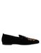 Dolce & Gabbana Black Velvet Gold Crown Mens Loafers Shoes
