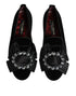 Dolce & Gabbana Black VATICANO Crystal Ribbon Slip On Shoes