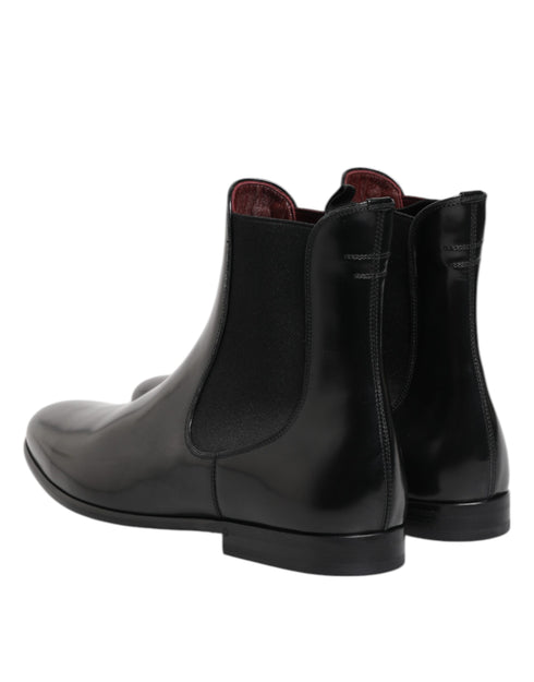 Dolce & Gabbana Black Chelsea Slip On Mid Calf Boots Shoes