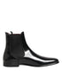 Dolce & Gabbana Black Chelsea Slip On Mid Calf Boots Shoes