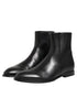 Dolce & Gabbana Black Leather Mid Calf Men Boots Shoes
