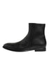 Dolce & Gabbana Black Leather Mid Calf Men Boots Shoes
