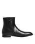 Dolce & Gabbana Black Leather Mid Calf Men Boots Shoes