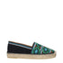 Prada Women's Espadrilles – Black Fabric Slip-On Flats with Multicolor Embroidery