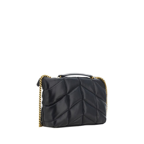 Saint Laurent Loulou Puffer Toy Shoulder Bag in Black Lambskin for Women