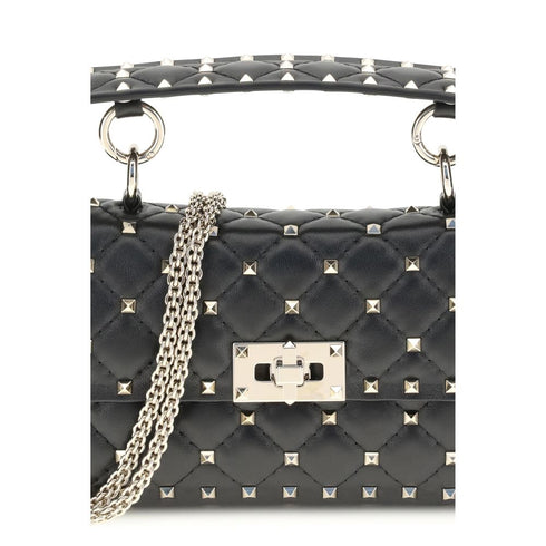 Valentino Garavani Rockstud Spike Small Handbag Black Calf Leather Women’s