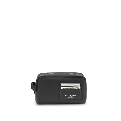 Balenciaga Logo Black Leather Beauty Case for Women