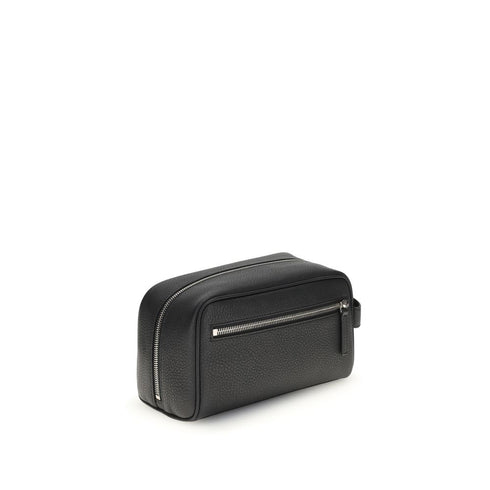 Balenciaga Logo Black Leather Beauty Case for Women