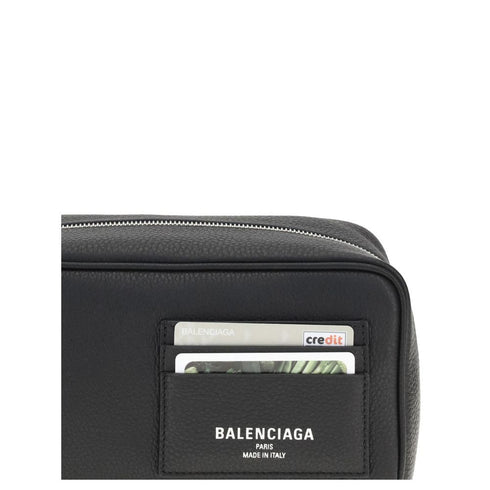 Balenciaga Logo Black Leather Beauty Case for Women