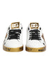 Dolce & Gabbana White Gold Crystal Portofino Sneakers Shoes