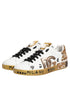 Dolce & Gabbana White Gold Crystal Portofino Sneakers Shoes