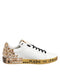 Dolce & Gabbana White Gold Crystal Portofino Sneakers Shoes