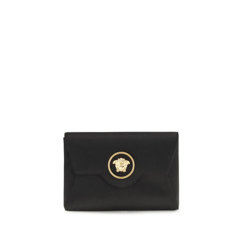Versace La Medusa Black Leather Shoulder Bag for Women