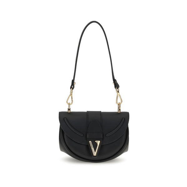 Versace Virtus Small Black Leather Shoulder Bag for Women