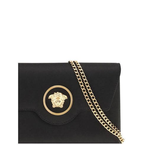 Versace La Medusa Black Leather Shoulder Bag for Women