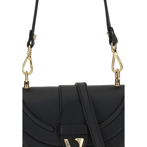Versace Virtus Small Black Leather Shoulder Bag for Women