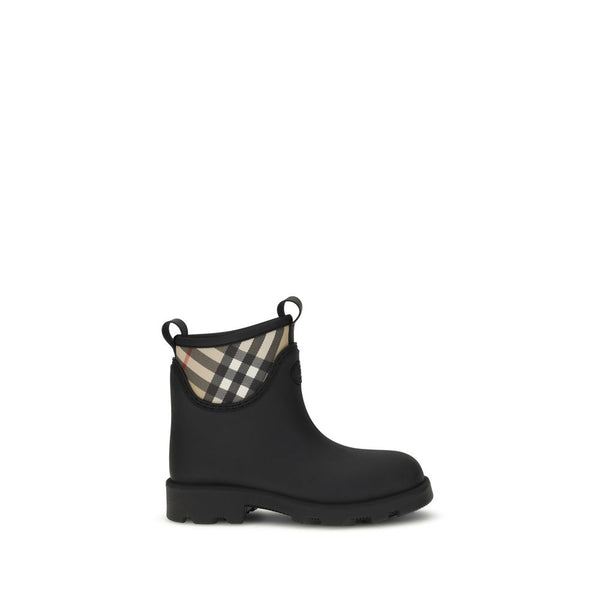 Burberry Marsh Stamp Black Rubber Ankle Boots for Women