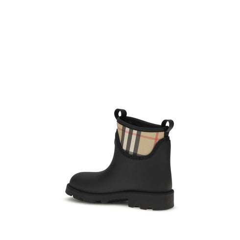 Burberry Marsh Stamp Black Rubber Ankle Boots for Women