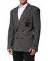 Dolce & Gabbana Black White Double Breasted Men Suit Blazer