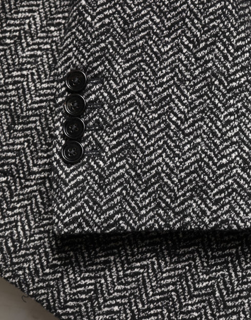 Dolce & Gabbana Black White Double Breasted Men Suit Blazer