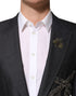 Dolce & Gabbana Dark Gray Bee Embroidery Wool Coat Blazer