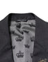 Dolce & Gabbana Dark Gray Bee Embroidery Wool Coat Blazer