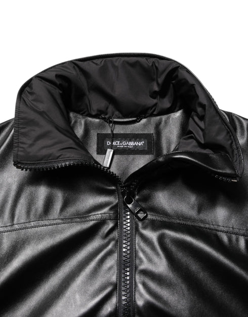 Dolce & Gabbana Black Polyester Logo Plaque Bomber Jacket