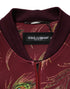 Dolce & Gabbana Maroon Peacock Feather Print Bomber Jacket