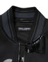 Dolce & Gabbana Black Wool Logo DG Mania Men Bomber Jacket
