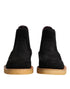 Dolce & Gabbana Black Calf Suede Slip On Ankle Boots Shoes