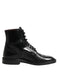 Dolce & Gabbana Black Leather Lace Up Mid Calf Boots Shoes
